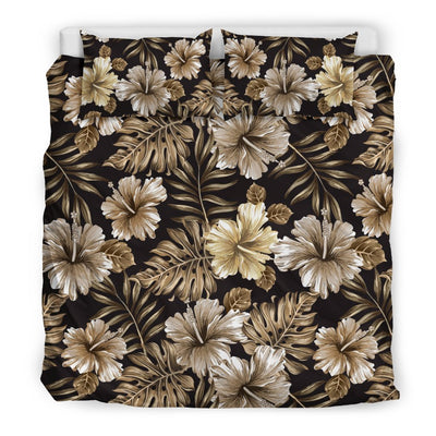 Brown Hibiscus Tropical Duvet Cover Bedding Set