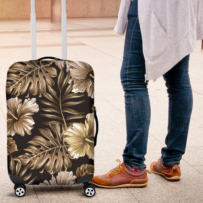 Brown Hibiscus Tropical Luggage Cover Protector