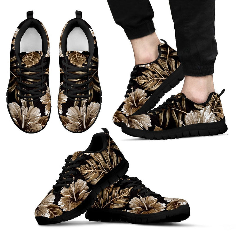 Brown Hibiscus Tropical Men Sneakers
