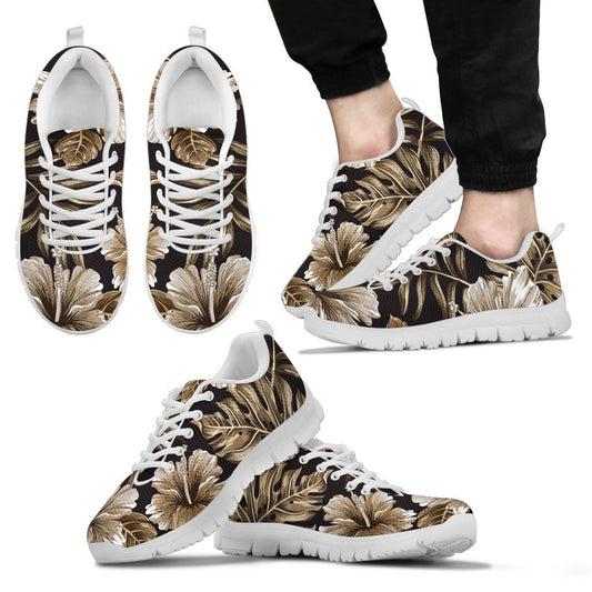 Brown Hibiscus Tropical Men Sneakers