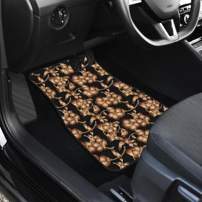 Brown Hibiscus Pattern Print Design HB06 Car Floor Mats-JorJune