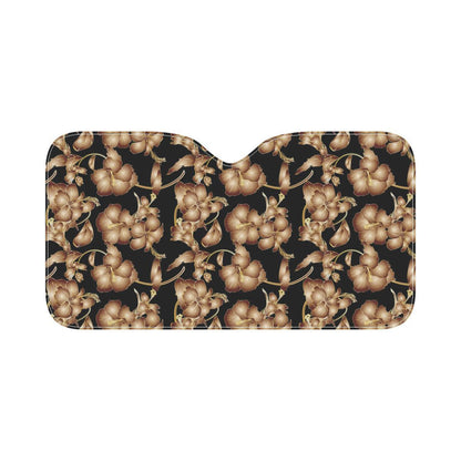 Brown Hibiscus Pattern Print Design HB06 Car Sun Shade-JorJune