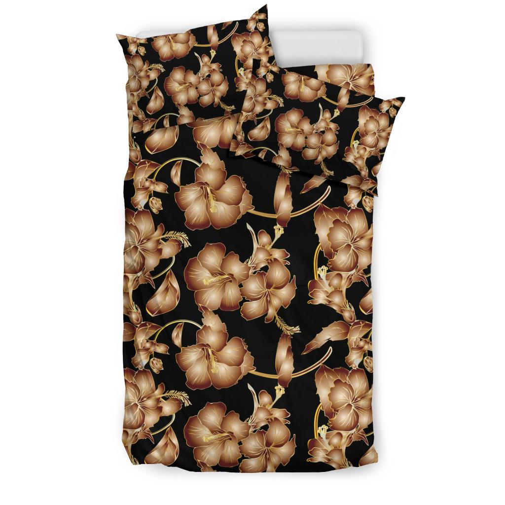 Brown Hibiscus Pattern Print Design HB06 Duvet Cover Bedding Set-JORJUNE.COM