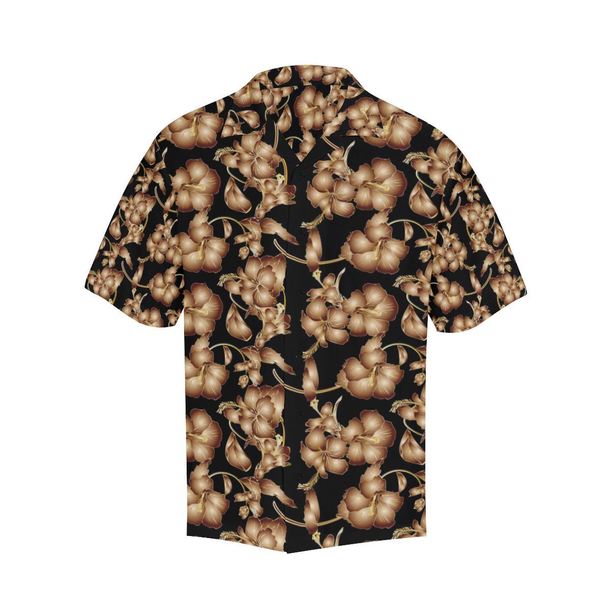 Brown Hibiscus Pattern Print Design HB06 Men Hawaiian Shirt-JorJune