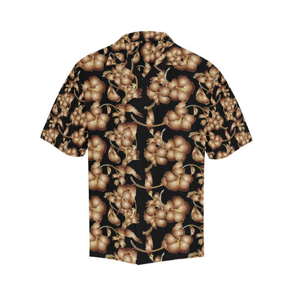 Brown Hibiscus Pattern Print Design HB06 Men Hawaiian Shirt-JorJune