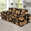 Brown Hibiscus Pattern Print Design HB06 Sofa Slipcover-JORJUNE.COM