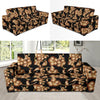 Brown Hibiscus Pattern Print Design HB06 Sofa Slipcover-JORJUNE.COM