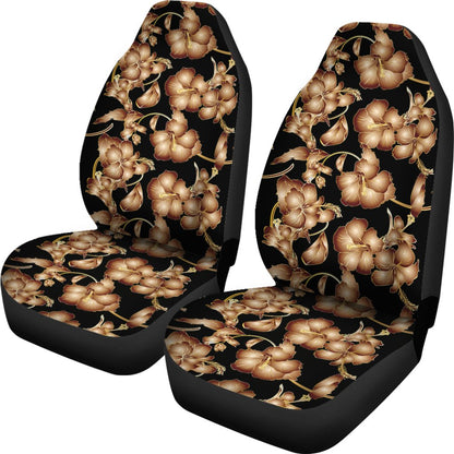 Brown Hibiscus Pattern Print Design HB06 Universal Fit Car Seat Covers
