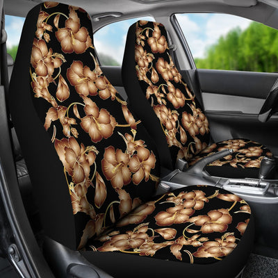Brown Hibiscus Pattern Print Design HB06 Universal Fit Car Seat Covers