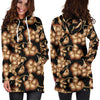 Brown Hibiscus Pattern Print Design HB06 Women Hoodie Dress