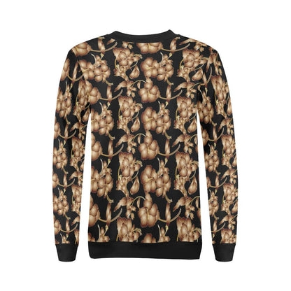 Brown Hibiscus Pattern Print Design HB06 Women Long Sleeve Sweatshirt-JorJune