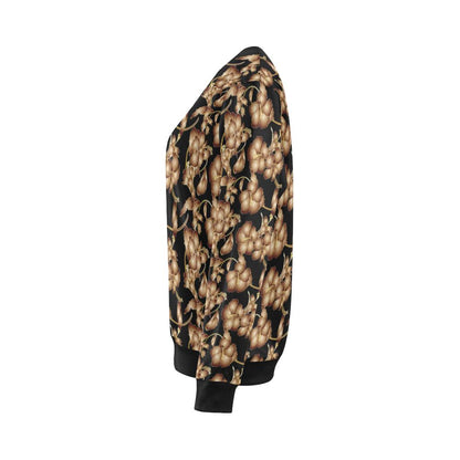 Brown Hibiscus Pattern Print Design HB06 Women Long Sleeve Sweatshirt-JorJune