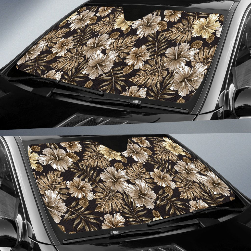 Brown Hibiscus Tropical Car Sun Shade-JorJune