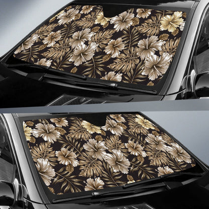 Brown Hibiscus Tropical Car Sun Shade-JorJune