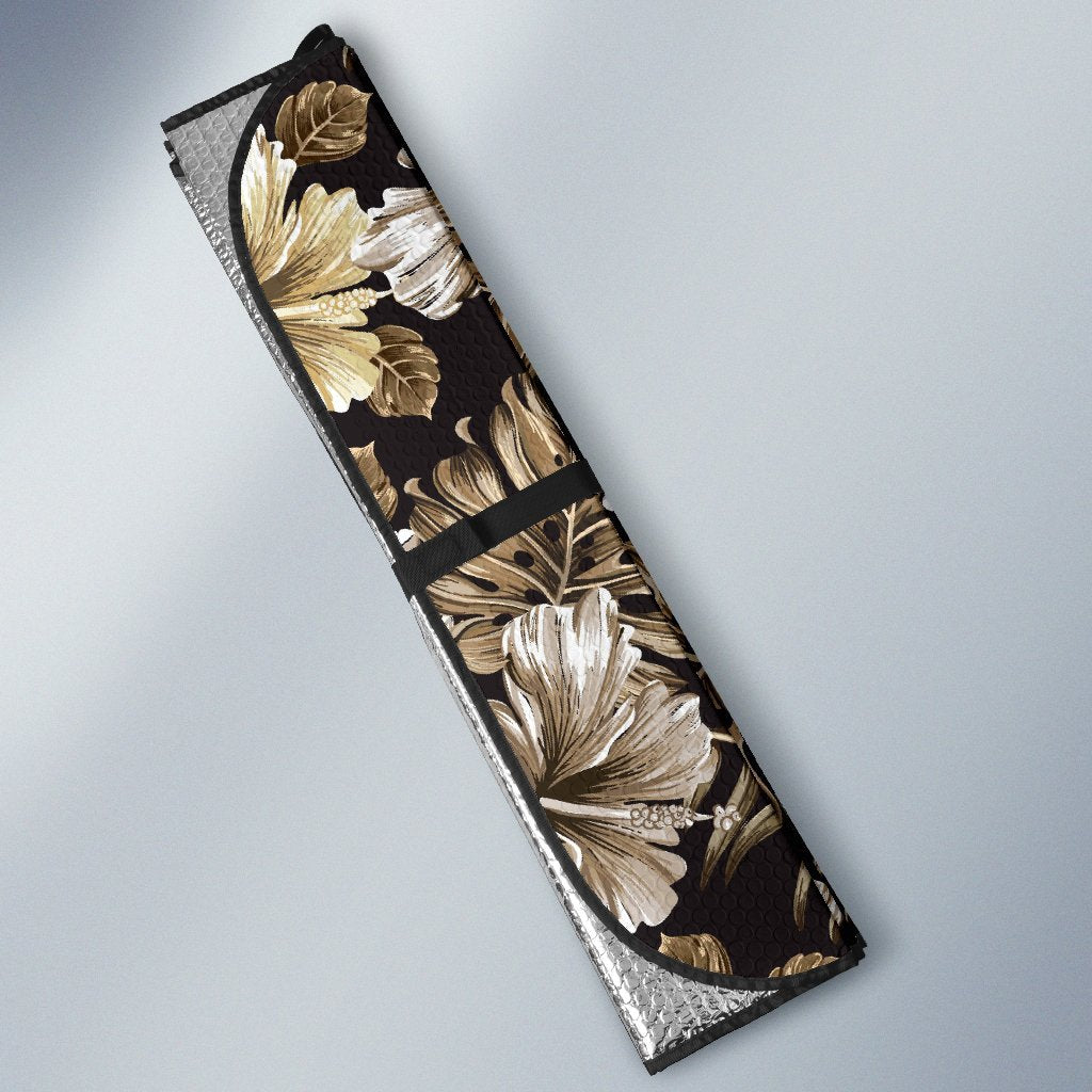 Brown Hibiscus Tropical Car Sun Shade-JorJune