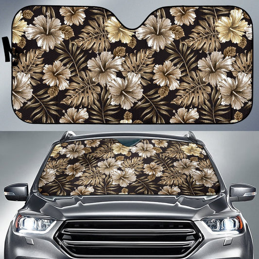 Brown Hibiscus Tropical Car Sun Shade-JorJune