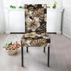 Brown Hibiscus Tropical Dining Chair Slipcover-JORJUNE.COM