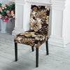 Brown Hibiscus Tropical Dining Chair Slipcover-JORJUNE.COM