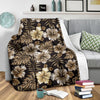 Brown Hibiscus Tropical Fleece Blanket