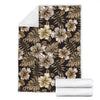 Brown Hibiscus Tropical Fleece Blanket