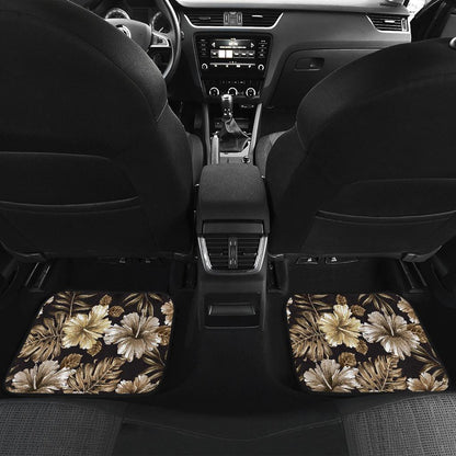 Brown Hibiscus Tropical Front and Back Car Floor Mats