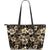 Brown Hibiscus Tropical Large Leather Tote Bag