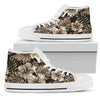 Brown Hibiscus Tropical Men High Top Shoes
