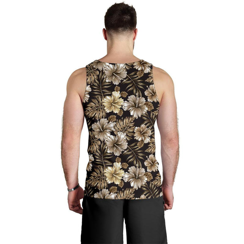 Brown Hibiscus Tropical Men Tank Top