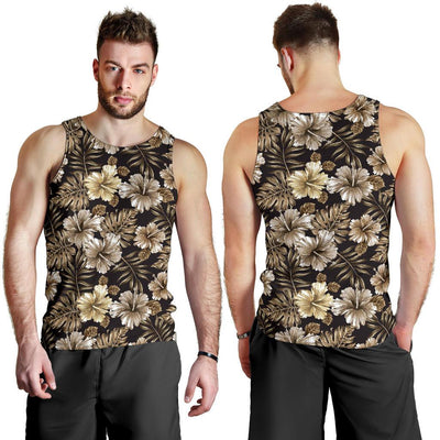 Brown Hibiscus Tropical Men Tank Top