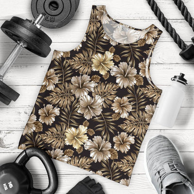 Brown Hibiscus Tropical Men Tank Top