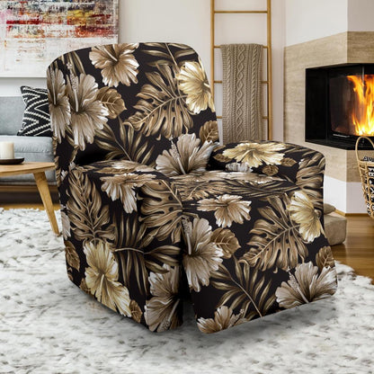 Brown Hibiscus Tropical Recliner Slipcover-JORJUNE.COM