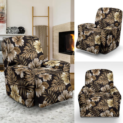 Brown Hibiscus Tropical Recliner Slipcover-JORJUNE.COM