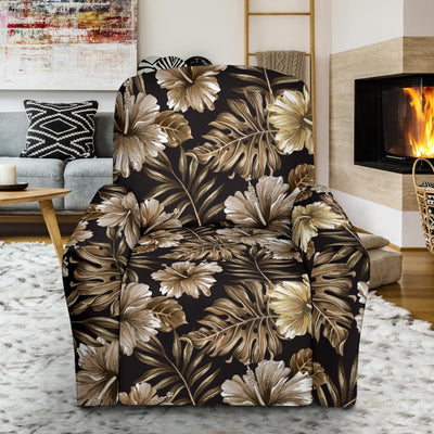 Brown Hibiscus Tropical Recliner Slipcover-JORJUNE.COM