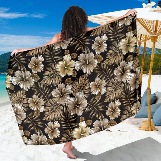 Brown Hibiscus Tropical Sarong Pareo Wrap