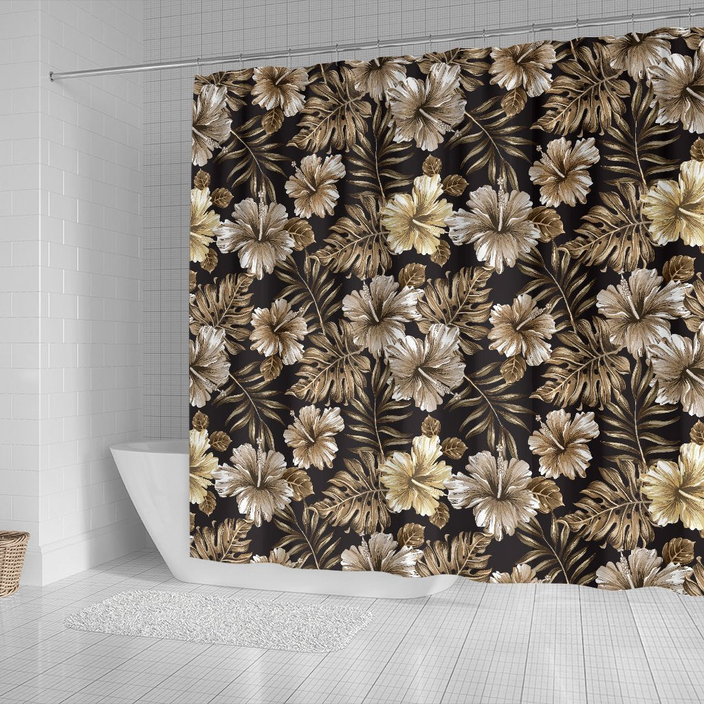 Brown Hibiscus Tropical Shower Curtain