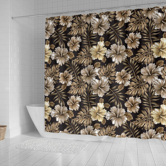 Brown Hibiscus Tropical Shower Curtain