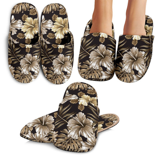 Brown Hibiscus Tropical Slippers