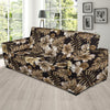 Brown Hibiscus Tropical Sofa Slipcover-JORJUNE.COM