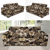 Brown Hibiscus Tropical Sofa Slipcover-JORJUNE.COM