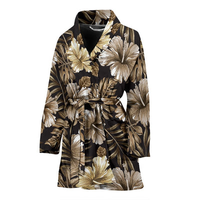 Brown Hibiscus Tropical Women Bath Robe