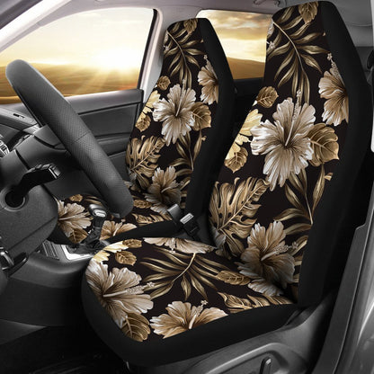 Brown Hibiscus Tropical Universal Fit Car Seat Covers