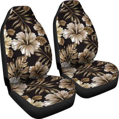 Brown Hibiscus Tropical Universal Fit Car Seat Covers