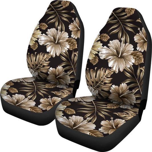 Brown Hibiscus Tropical Universal Fit Car Seat Covers