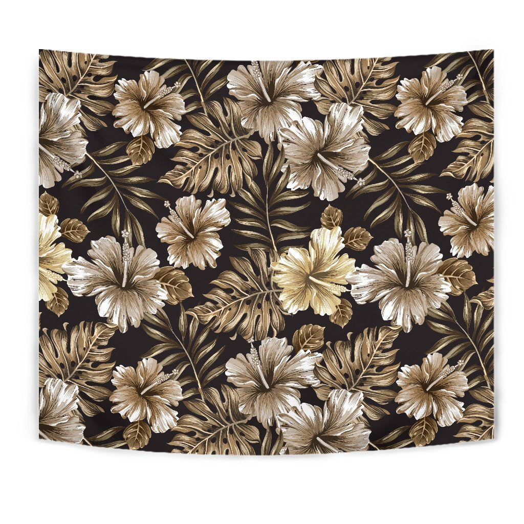 Brown Hibiscus Tropical Wall Tapestry