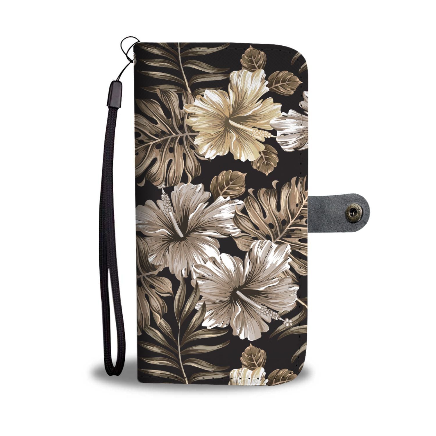 Brown Hibiscus Tropical Wallet Phone Case