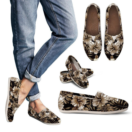 Brown Hibiscus Women Casual Shoes-JorJune.com