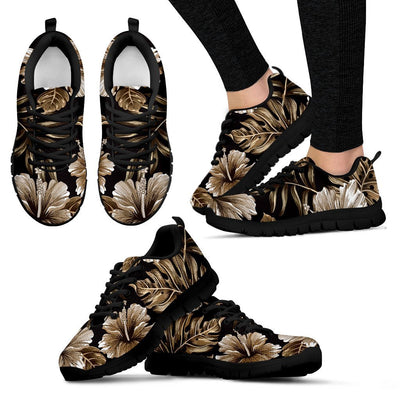 Brown Hibiscus Tropical Women Sneakers