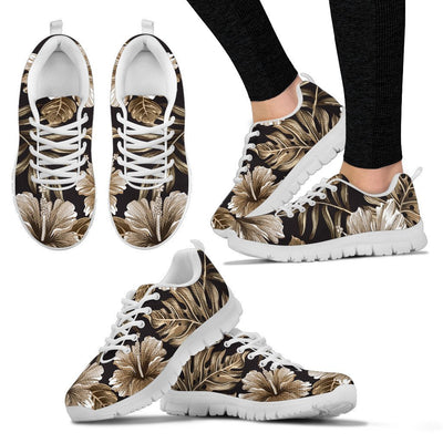 Brown Hibiscus Tropical Women Sneakers