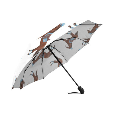 Brown Horse Pattern Automatic Foldable Umbrella