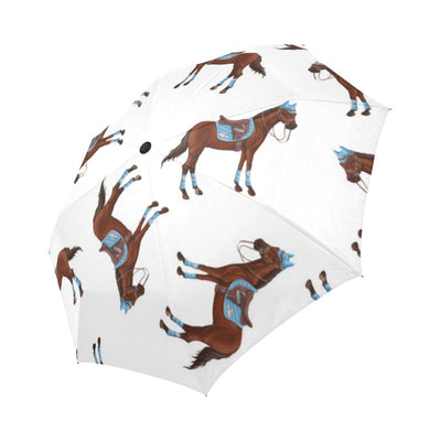 Brown Horse Pattern Automatic Foldable Umbrella